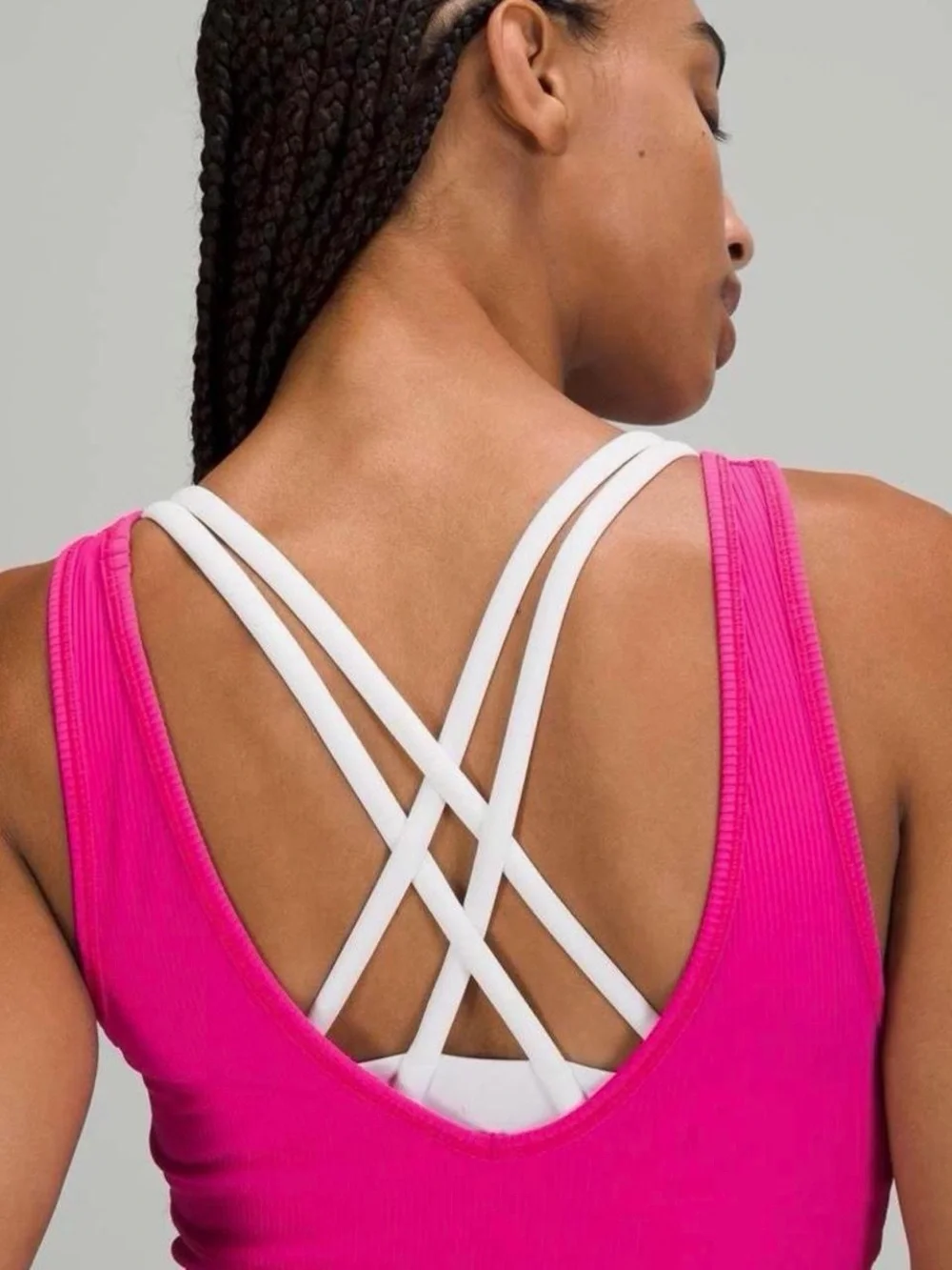 lululemon Power Pivot Ribbed Crop Tank Top in Pow Pink  — Size 4.